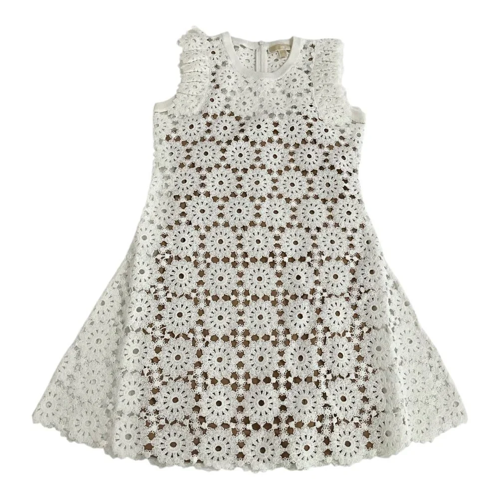 Michael Kors White Medallion Lace Mini Dress Womens NWT $395 MSRP - Picture 1 of 7